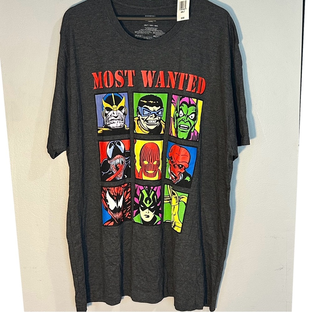 Marvel Dark Gray 'Most Wanted' Villains Short Sleeve Tee